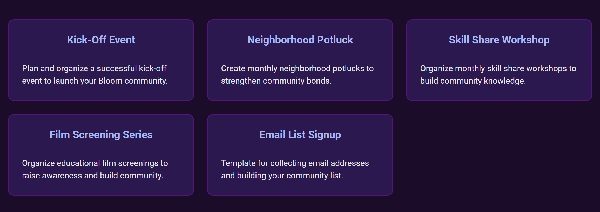 Screenshot showing project templates, growth guides, and community support resources