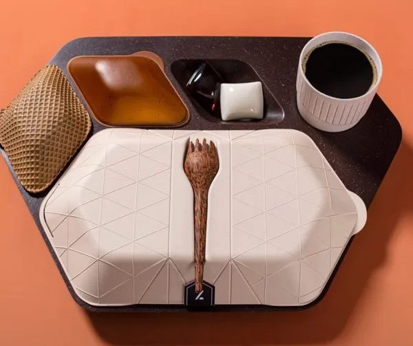PriestmanGoode concept for compostable and edible in-flight meal service items